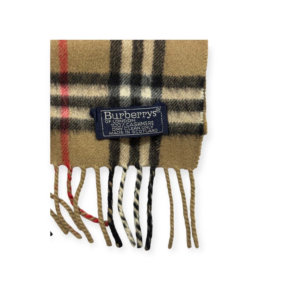 🔴 Vintage Burberrys Scarf Nova Check 100% Cashmere Camel - Picture 5 of 7